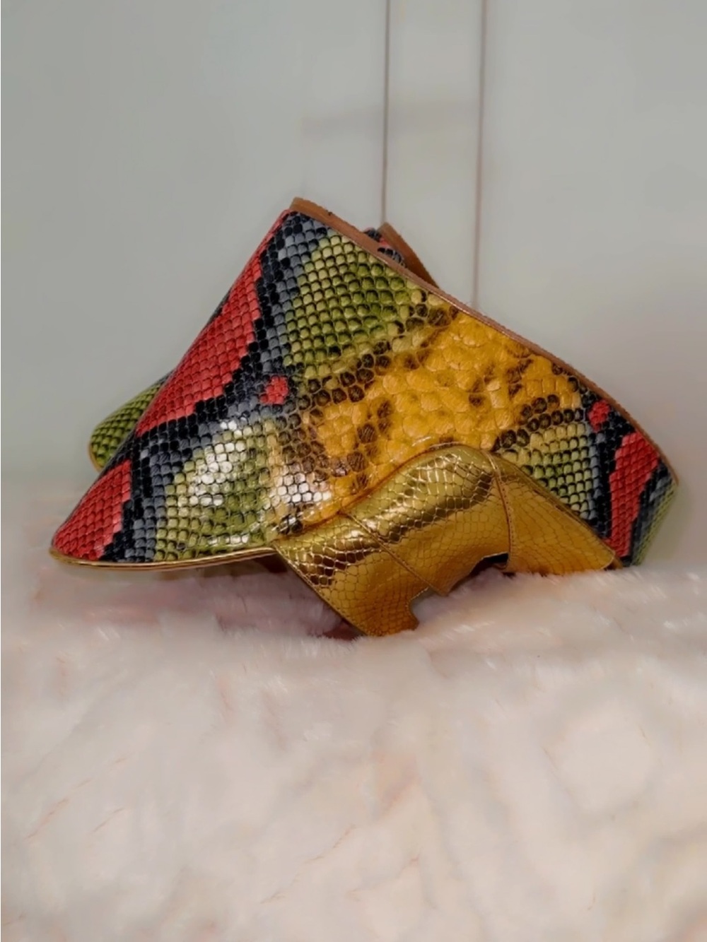 Multicolor Snake-Print wedge heels